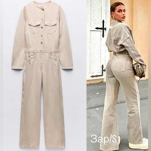 Zara Light Denim Jumpsuit - Picture 2 of 3